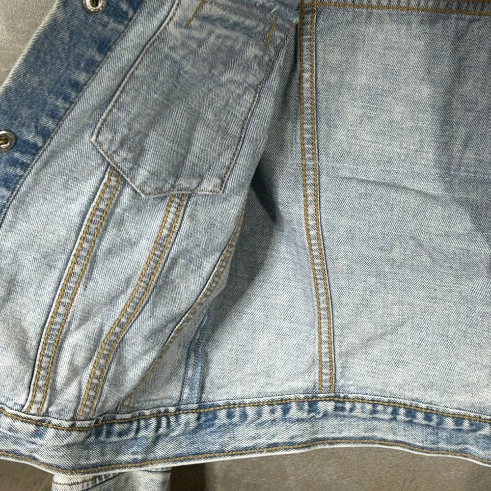 Gap Kids Denim Jacket Girls Size Large Rainbow Sequin‎ Patch Flip Sequins
